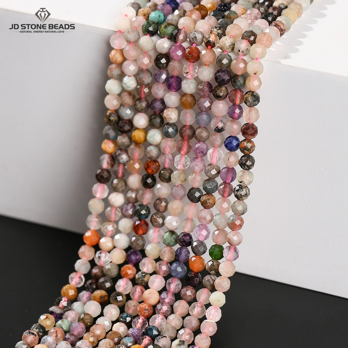 

2 3 4mm Faceted Natural Mixed Color Quartz Bead Round Loose Spacer Crystal Bead for Jewelry Making DIY Necklace Bracelet 15"