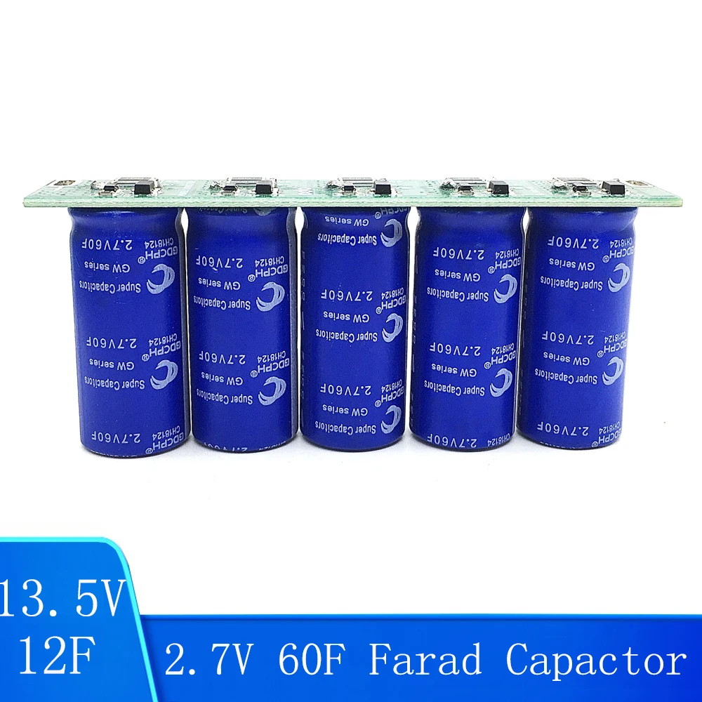 

5PCS/Set 13.5V 12F Single Row Farad Capacitor Super Capacitor 2.7V 60F Automotive Super Farad Capacitor Module Supply Rectifier