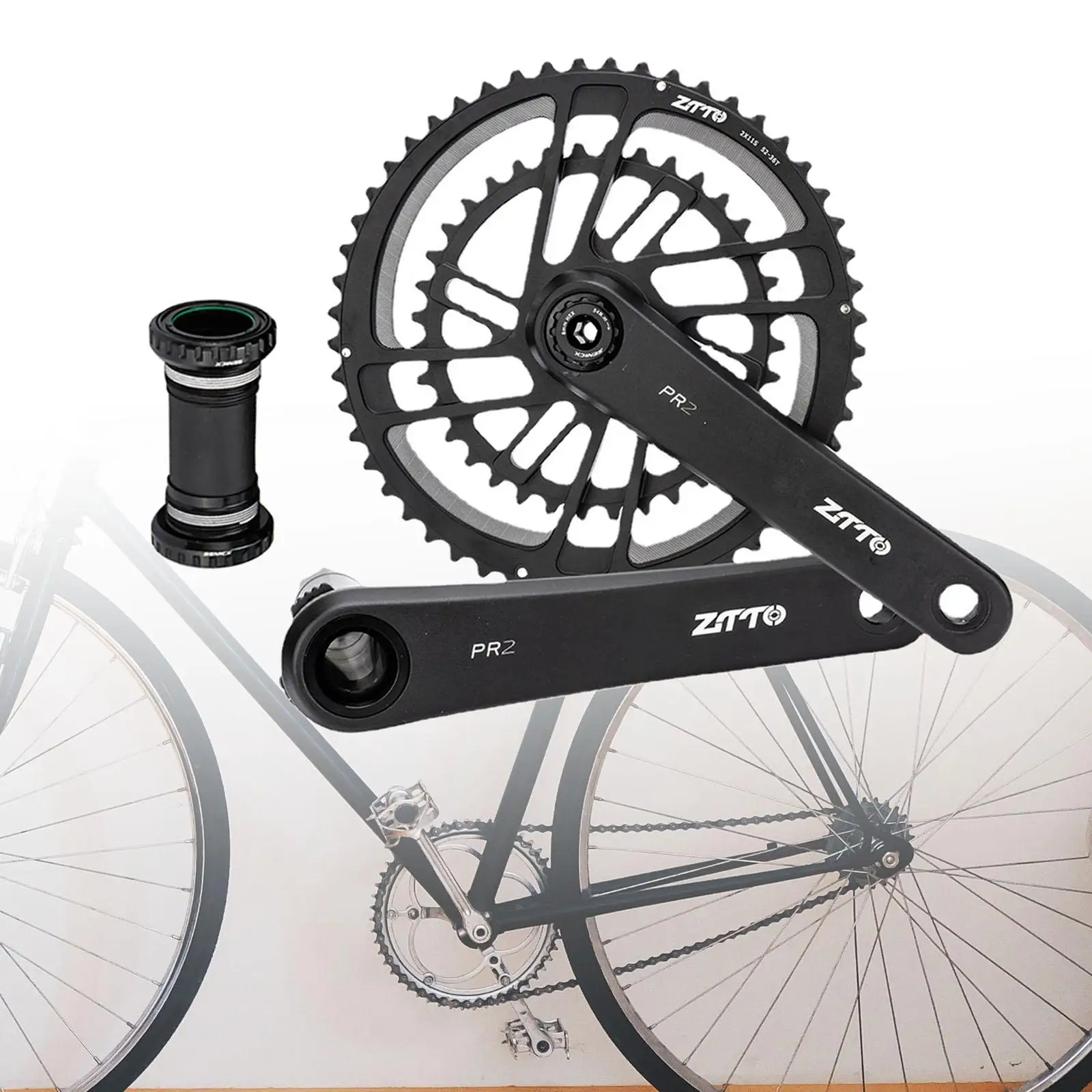 

Bike Double Disc Crankset 170mm Crank 36-52T Chainring Crank Set Bicycle Crank Arm Set for Mountain Bikes Repair Accessories