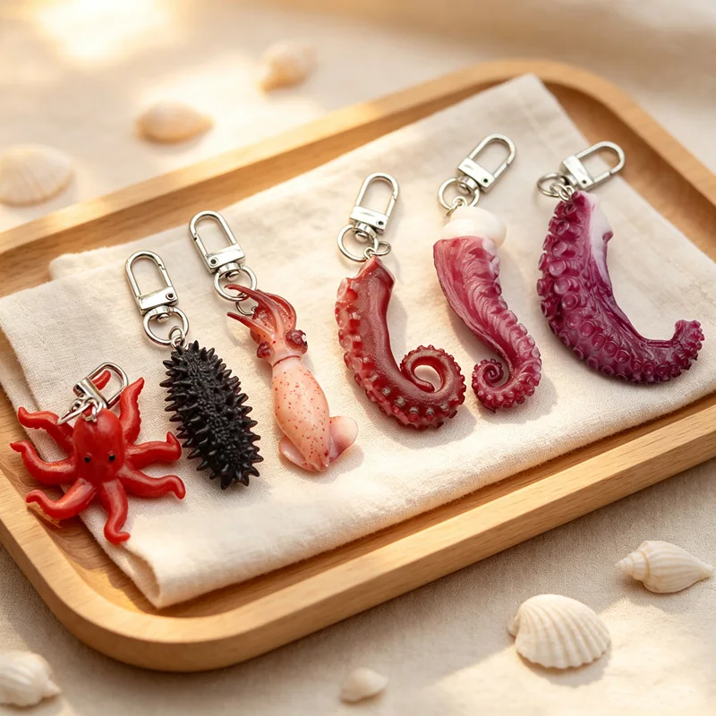 Realistic Octopus Tentacle Keychain Lifelike Suction Cup Texture Bag Charm With Clip For Backpack Purse And Ocean Lovers Gifts
