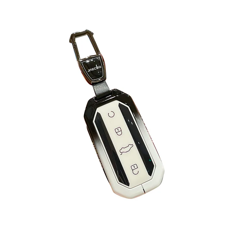 Auto-Schlüsselhülle aus Zinklegierung und Leder mit Kette für Chery Jaecoo J5 J7 2025 Omoda C7 5EV Schlüsselschutz-Zubehör – Detail 2