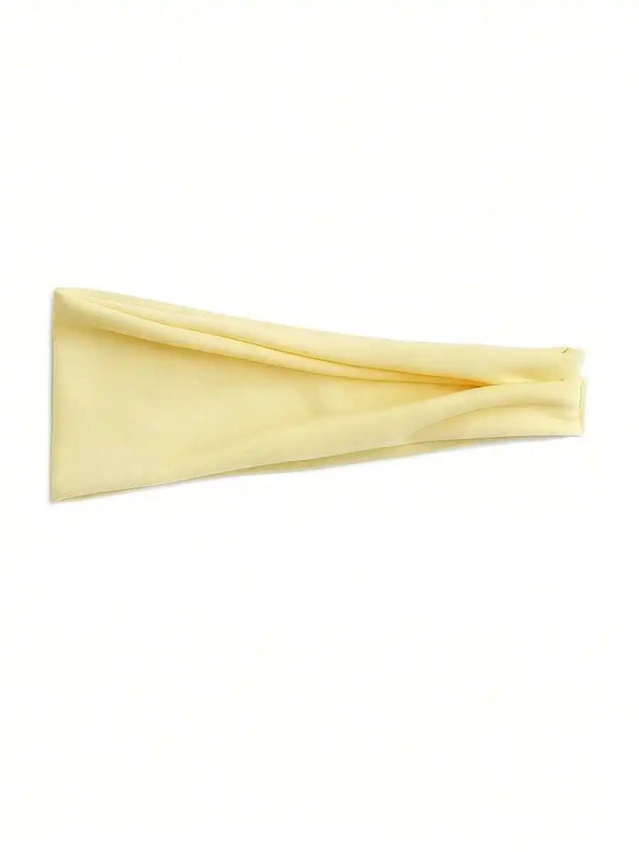 

Pale Yellow Stretchable Sports Headband For Yoga Running Fitness – Quick-Dry Elastic Unisex Hair Accessory Summer Wear