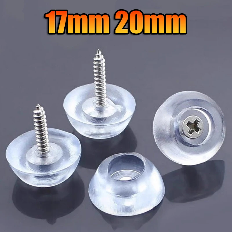17mm 20mm Silicone Pad Transparent Soft Foot Nail Screw On Clear Rubber Feet Non-slip Pads For Furniture Floor Desk Protection