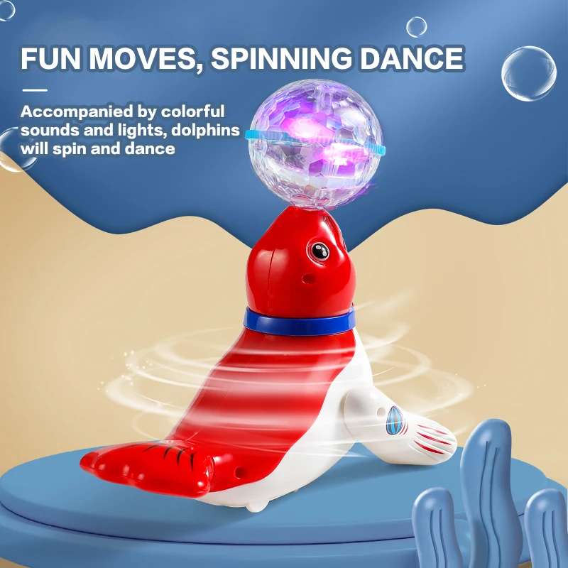 Cute Sea Lion Top Ball Children's Electric Toy with Stunt Spins Colorful Sound And Light Perfect Gift for Babies