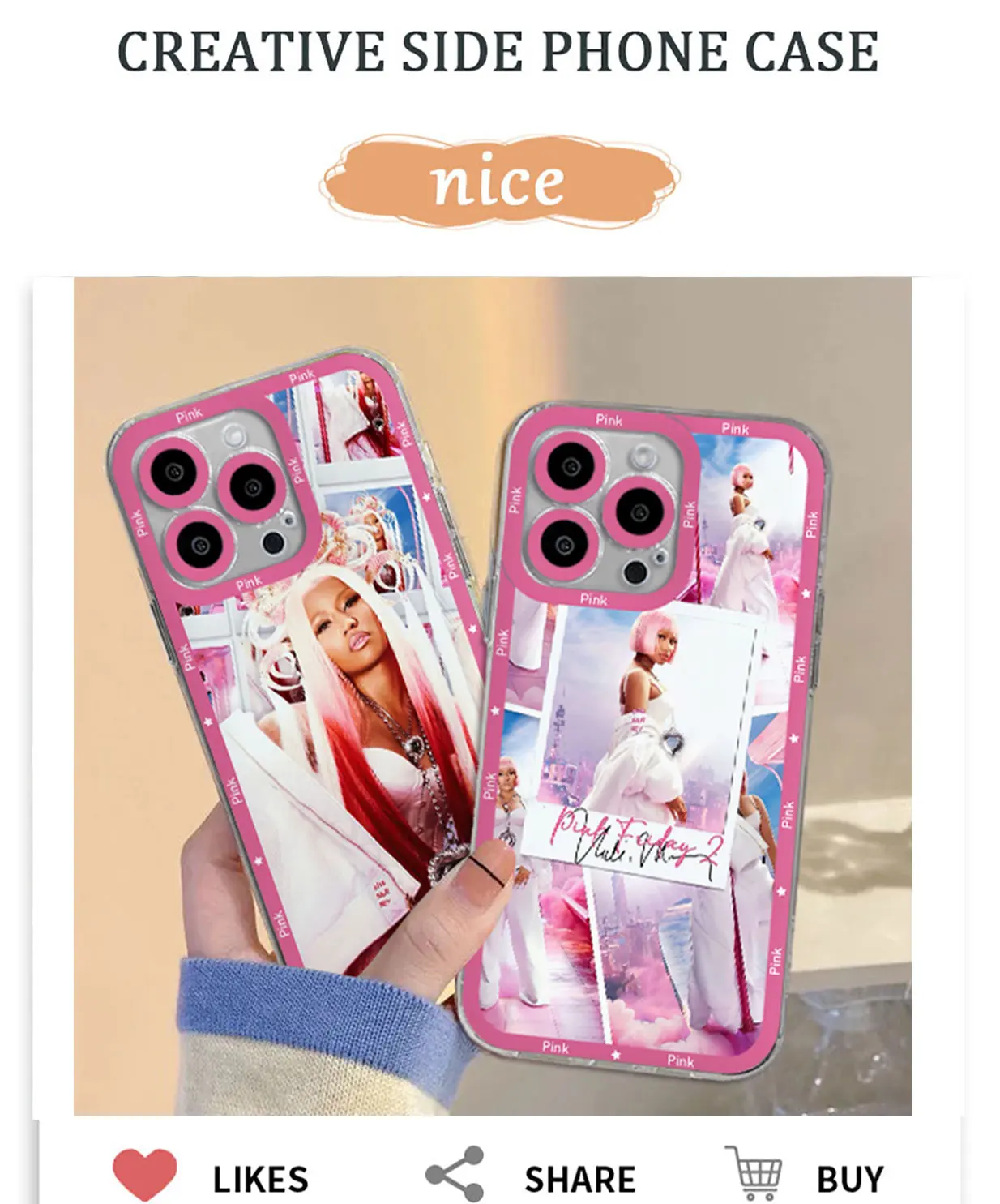 Nicki Minaj Rapper Rosa Venerdì 2 Cassa Del Telefono Per iPhone 15 14 13 12 11 Mini Pro Max X XR XSMax 6 7 8 Plus SE20 Copertura Trasparente