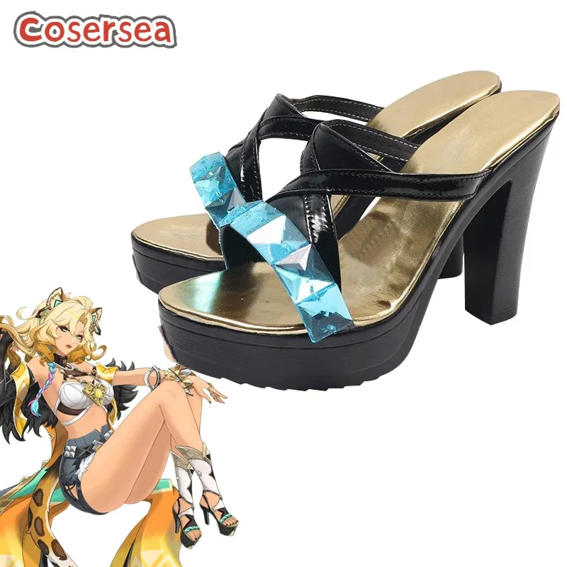 

Cosersea Xilonen Natlan Обувь для косплея Game Genshin Impact Xilonen Natlan Женская обувь на высоком каблуке Хэллоуин из искусственной кожи Cos Shoes