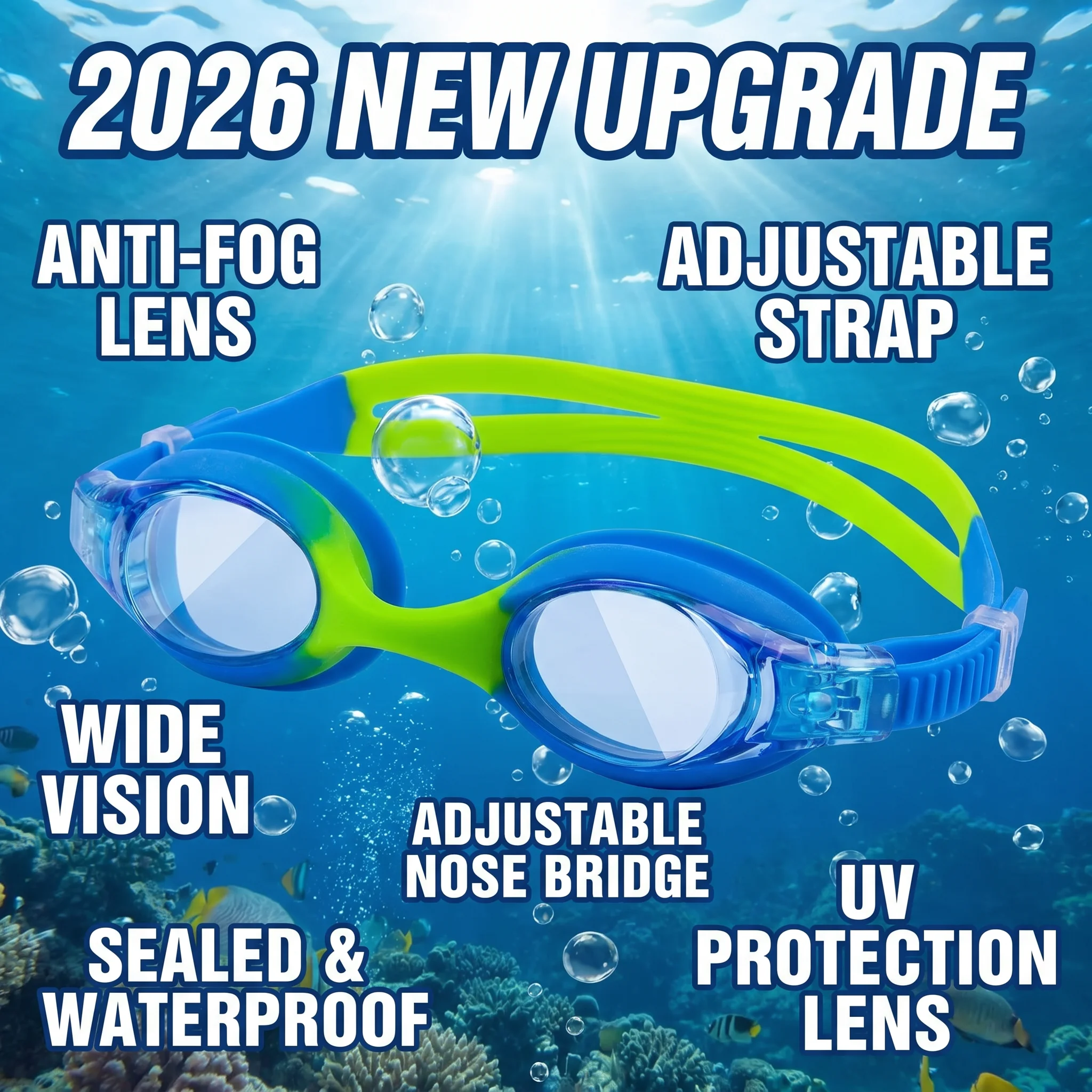 2026 New Upgrade Waterproof Anti Fog Swimming Goggles UV Children Professional Colored Lenses Kids Eyewear Swimming Glasses Eyew