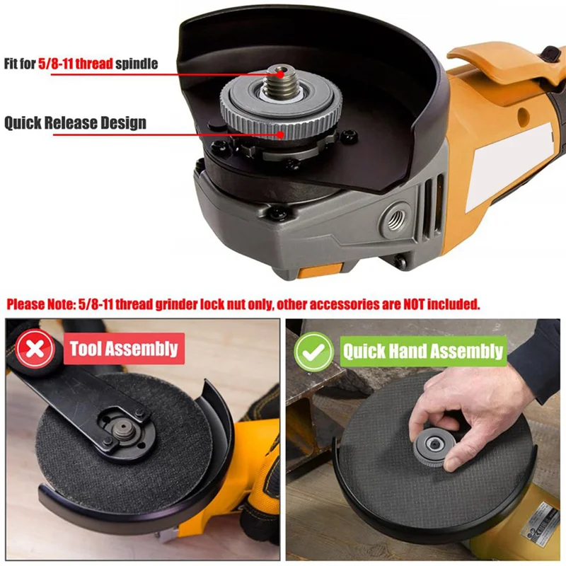 

【Hot-Selling!】2Pcs 5/8 Inch-11 Grinder Nut,Quick Release Angle Grinder Flange Nut Grinder Locking Nut For Angle Grinder