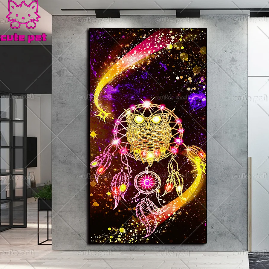 DIY Diamond Embroidery Starry night dream catcher owl Cross Stitch Rubik Cube Full Diamond Painting DIY Mosaic Needlework large