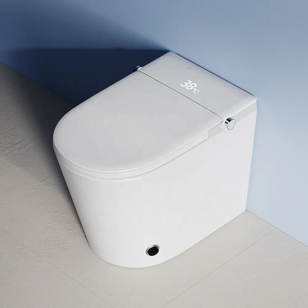 

Светодиодный цифровой цельный умный унитаз, набор туалета, автоматическое самоочищающееся интеллектуальное биде без резервуара, включая пенопластовый экран