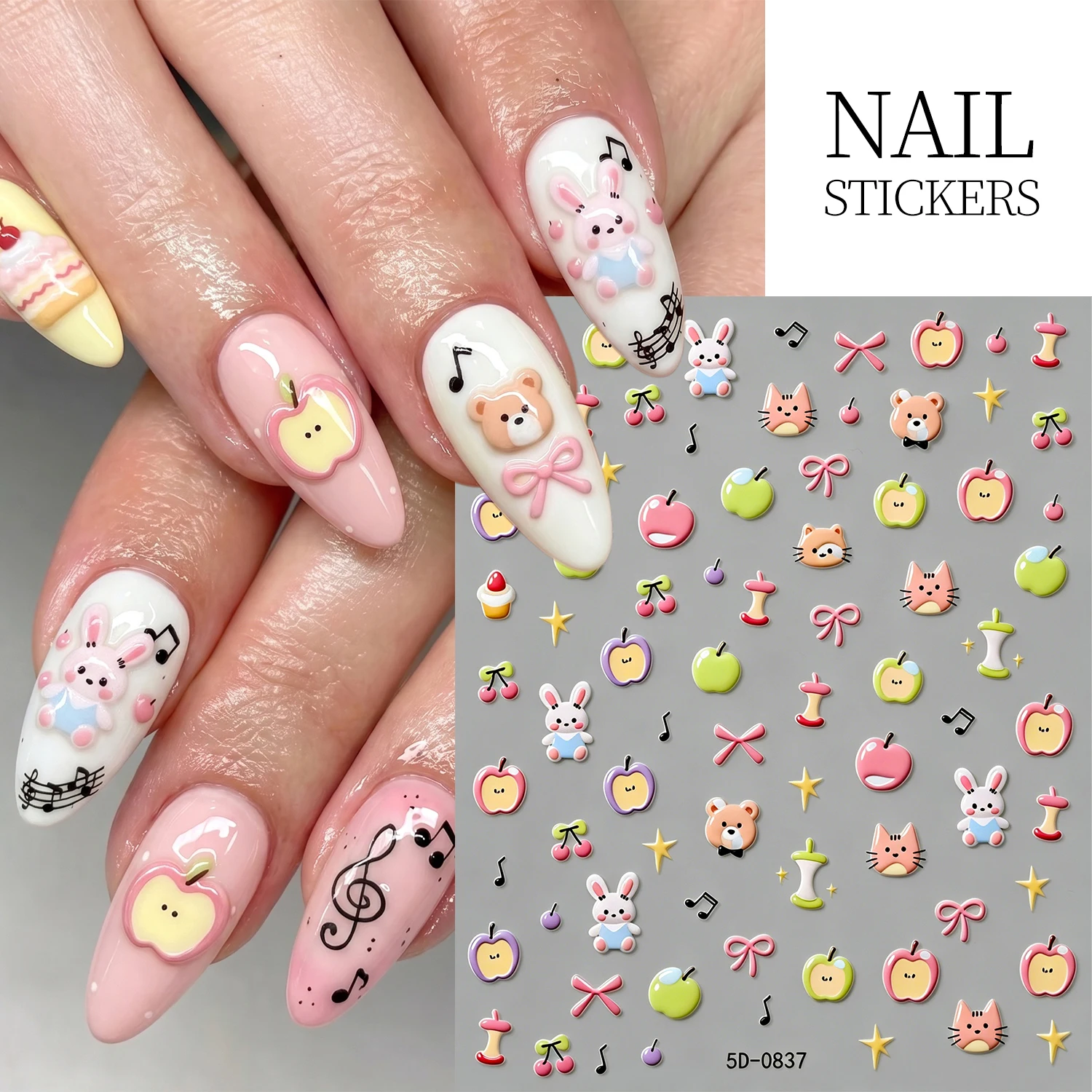 Adesivo de Unha 5D com Coelhos - Nail Art Red Cherry avaliação e preço