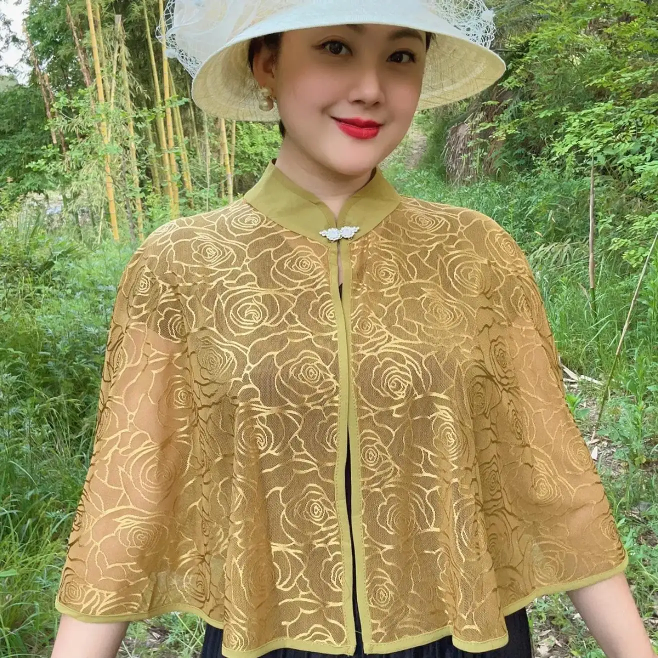 Womens Lace Shawl Chinese-style Cape