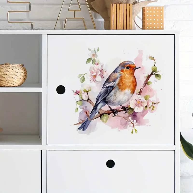 Cute Colorful Robin Bird Wall Sticker Bathroom Living Room Background Decorations Wallpaper Creative Animals Stickers S294