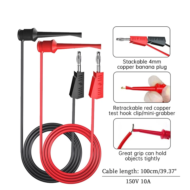 P1308D 25PCS Multimeter Silicone Test Lead Kit With Replaceable Needle Spanner Alligator Clip 4Mm Banana Plug