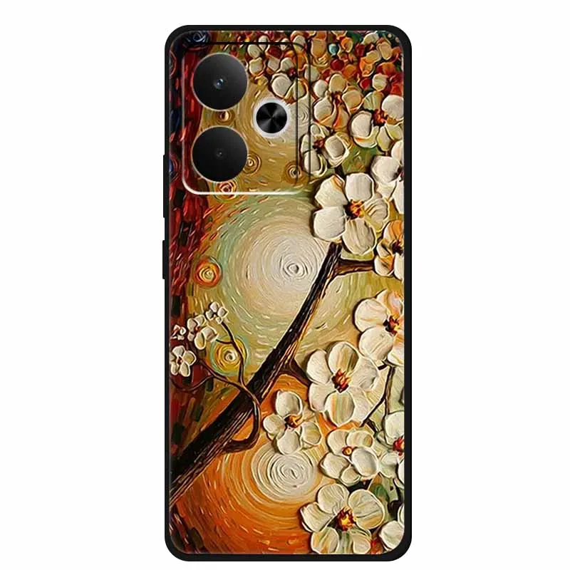 3D Flowers Emboss Fundas For Realme GT7 case GT 7 Soft Silicone Phone Cases For Realme GT 7T Case Mobile phone Shockproof Shell view 5