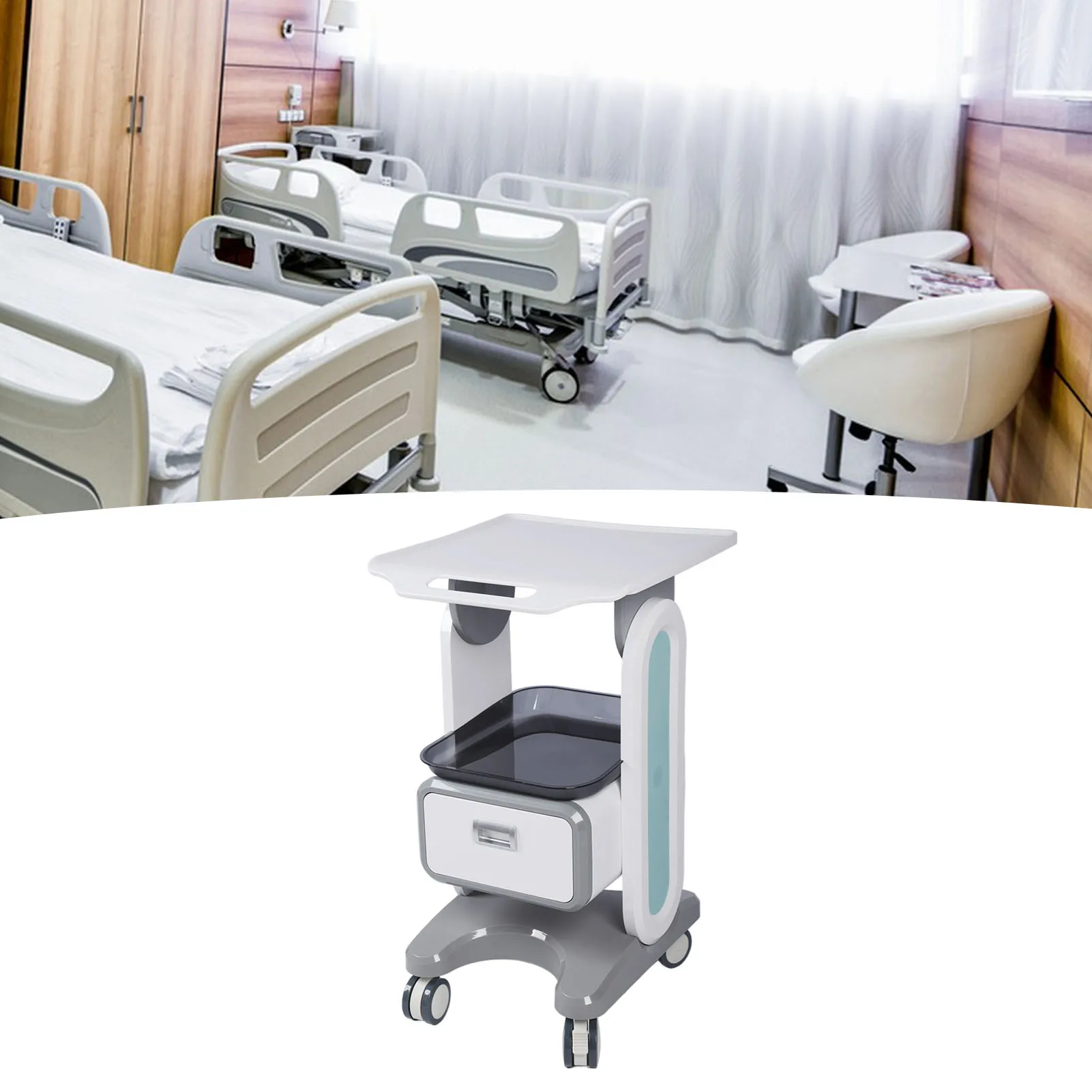 Medical Trolley Cart Large Countertop Single Drawer 50kg Bearing Beauty Salon Rolling Cart for Laboratory Dental Clinic