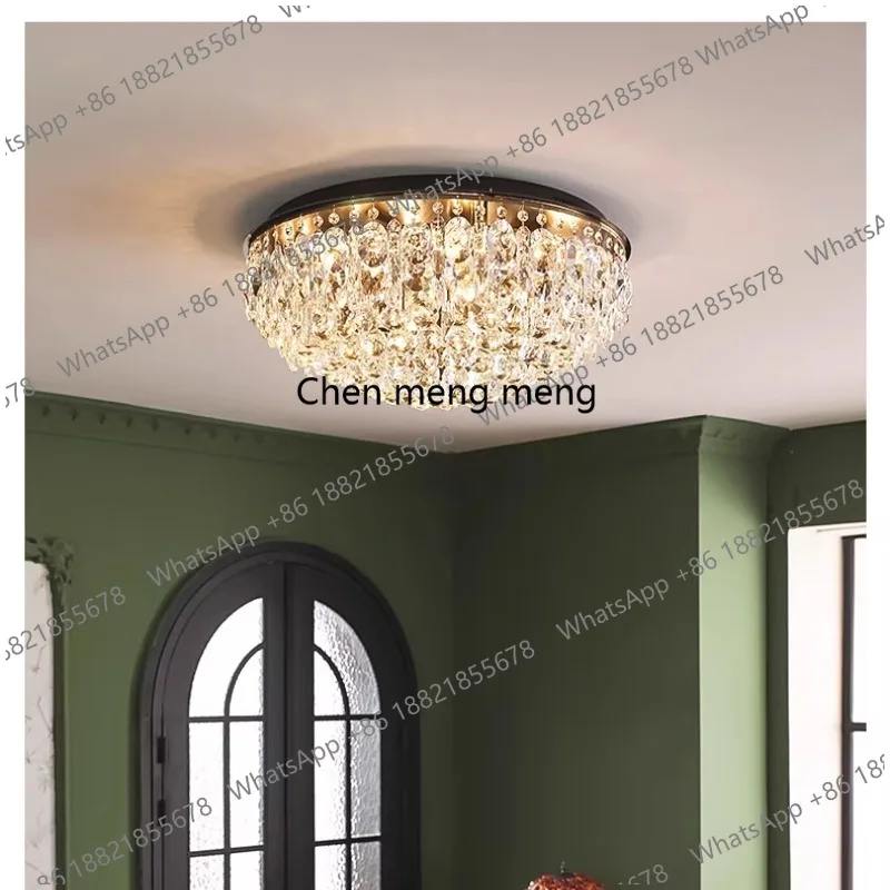 

French retro bedroom ceiling lamp new antique room retro light luxury crystal lamp