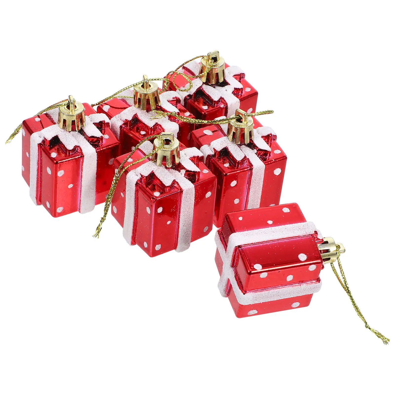 

6 pcs Christmas Tree Decorations Miniature Box Ornaments Festive Hanging Xmas Decor For Holiday Home Party Mini Tree Accessories