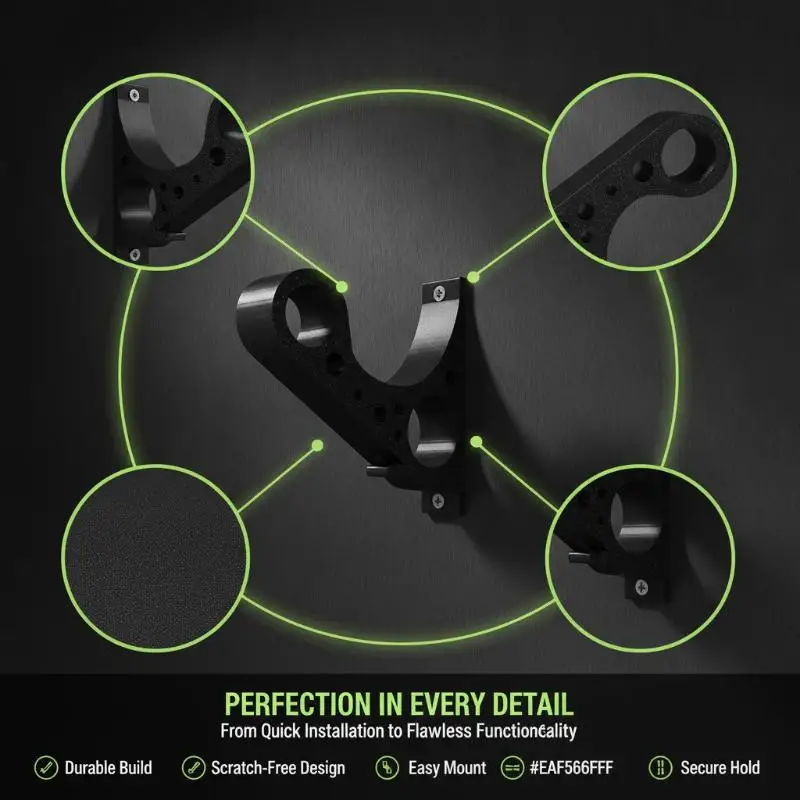 Multi-Function Black Wall Mount Motorcycle Helmet Holder Heavy Duty Hanger for Keys Bags Hats Garage Entryway Display