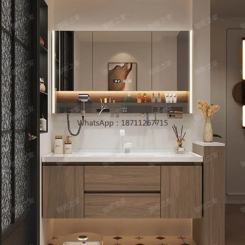 Combination bathroom, bathroom cabinet, washbasin, wash basin cabinet, medium antique ceramic integrated basin