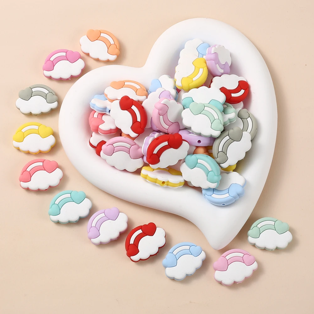 10Pcs 22x30mm Cartoon Clouds Silicone Bead For Nursing Teether Chew Toy DIY Necklace Bracelet Baby Pacifier Chain Jewelry Making