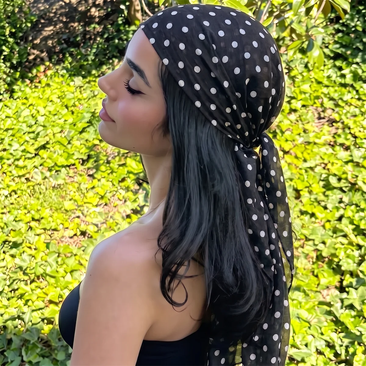 Fashion Polka Dot Long Hijab For Muslim Ladies Breathable Smooth Fabric Printed Shawl Versatile Ramadan Daily Wear Headscarf