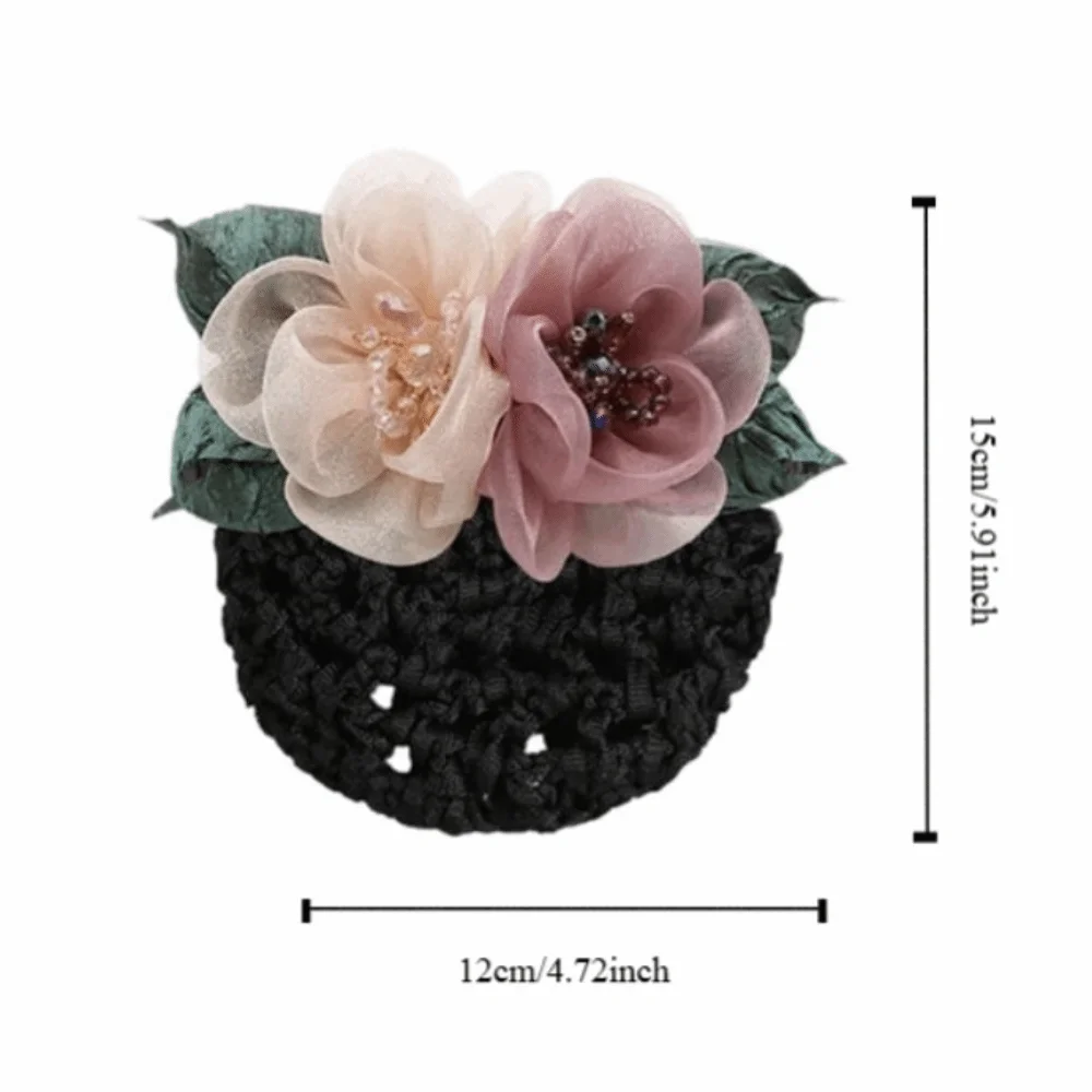 مشبك شعر على شكل زهرة بنمط الأزهار، شبكة قابلة للتنفس مع غطاء كعكة، ملحق تأمين الشعر، أنيق، كعكة معدنية ربيعية، شبكة سنود #6