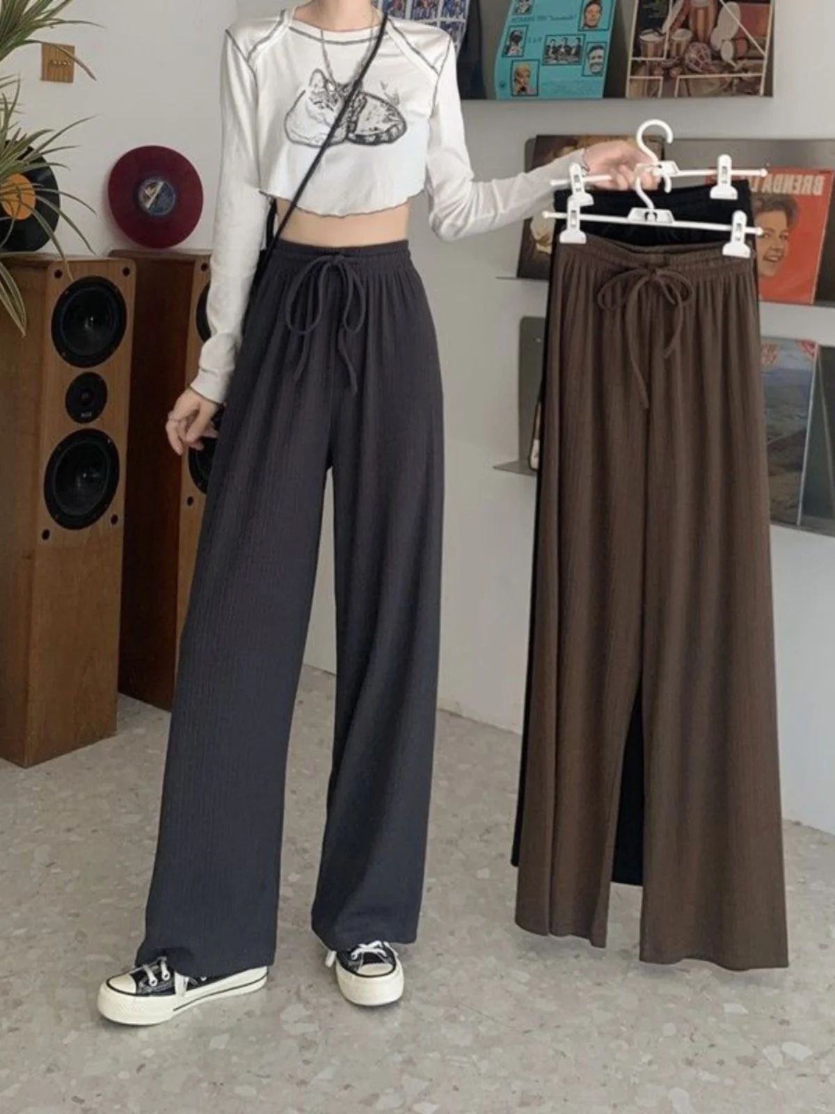 

Брюки прямого кроя с высокой талией, больших размеров, повседневные, свободные, удобные, летние, модные, для женщин больших размеров, длинные, в пол.