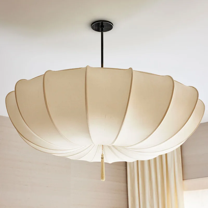 Nordic Fabric Pendant light Cream style Pendant Lamp for Living Room Dining Room office Hotel Wabi Sabi Chandelier