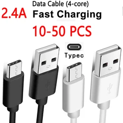 10-50PCS 2.4A USB A Type C Fast Charging Data Sync Cable For Huawei Samsung Xiaomi Quick Charger USB-C Cord Line Short 0.25/0.5m