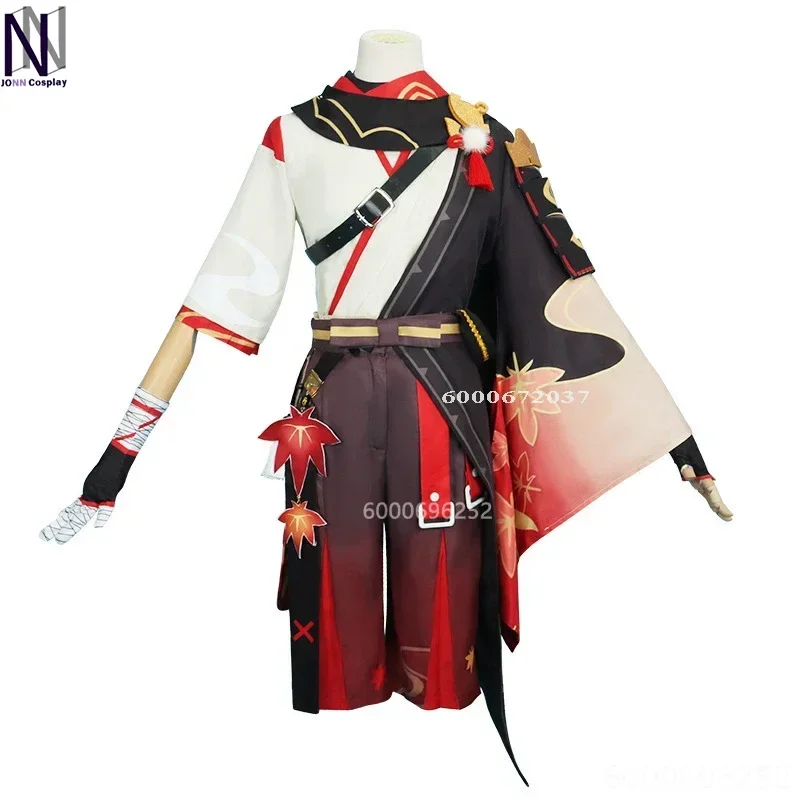 Genshin Impact Game Kaedehara Kazuha Cosplay Costume Halloween Samurai Carnival Outfit Wig and Red Glasses for Cosplay Events