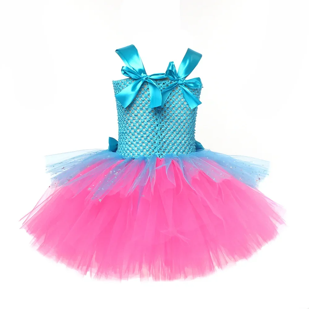 Trolls Tutu Dress for Girls Princess Poppy Birthday Costumes for Kids Magic Elves Halloween Dresses Girl Fairy Flower Outfits