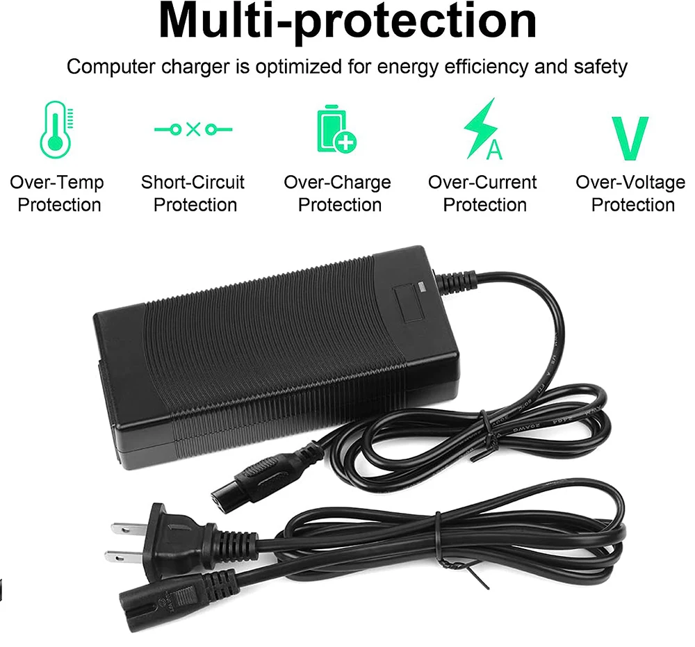 Adaptador de fuente de alimentación para cargador de batería de litio, 29,4 V, 2a, 24V, 7S, cargador de batería de iones de litio, CC 5,5x2,5mm y 8mm, 3 pines en línea