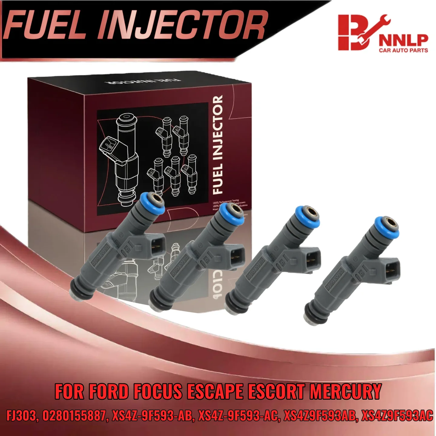

4Pcs Fuel Injector for Ford Escape 2001 2004 for Ford Focus for Mercury Mystique L4 2 0L DOHC FJ303