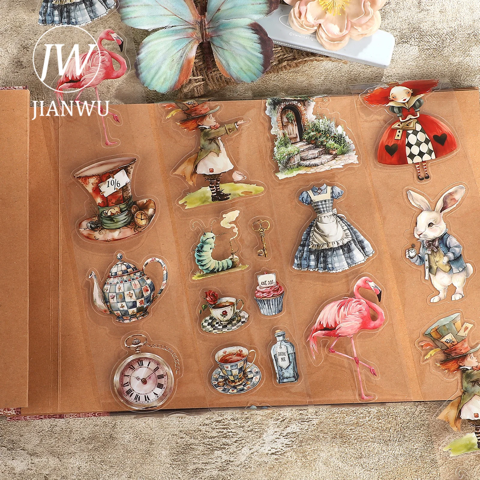JIANWU 60mm*200cm Vintage Alice's Tea Party Landscape Material Collage Scrapbooking PET Tape Creative DIY Journal Stationery