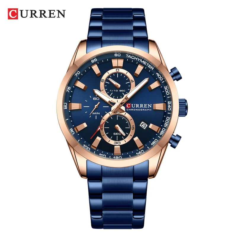 

Curren 8445 Men's Watch Calendar Quartz Watch Six-Pin Steel Belt Watch Business Men's Watch