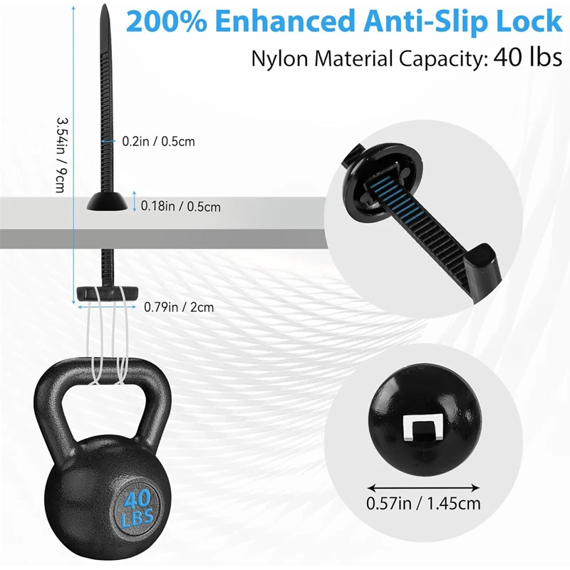 Nylon Cable Tie Buckle Self-Locking Zip Ties with Pin Button Design for Auto Car Fender Mudguard Daily Repair Fastener Strap