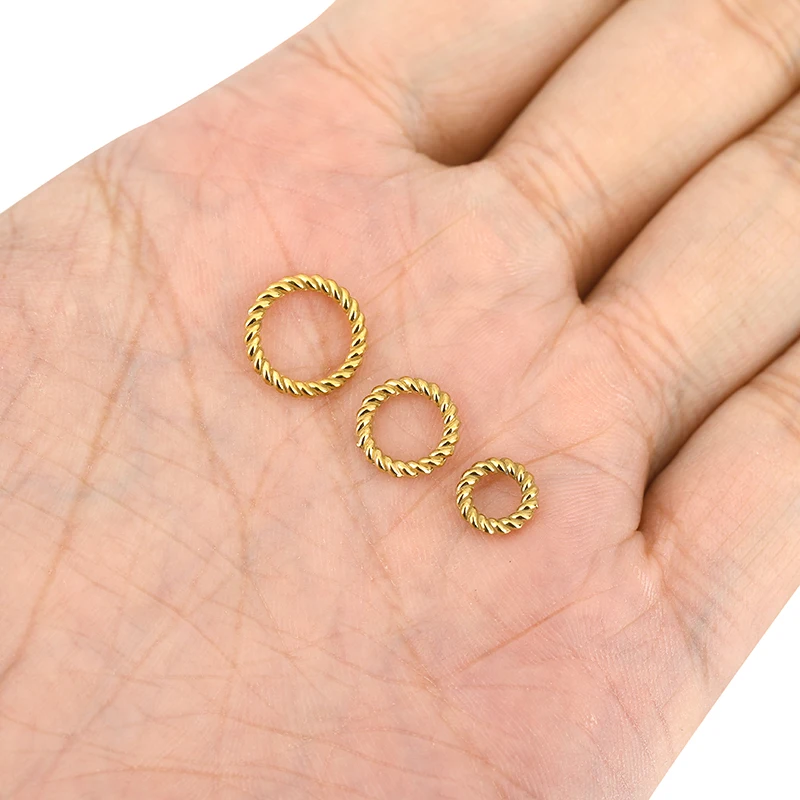 10 قطعة PVD أبدا تتلاشى الفولاذ المقاوم للصدأ مغلقة الانتقال خواتم السائبة 8 10 12 مللي متر الملتوية سبليت خواتم قلادة موصلات صنع المجوهرات