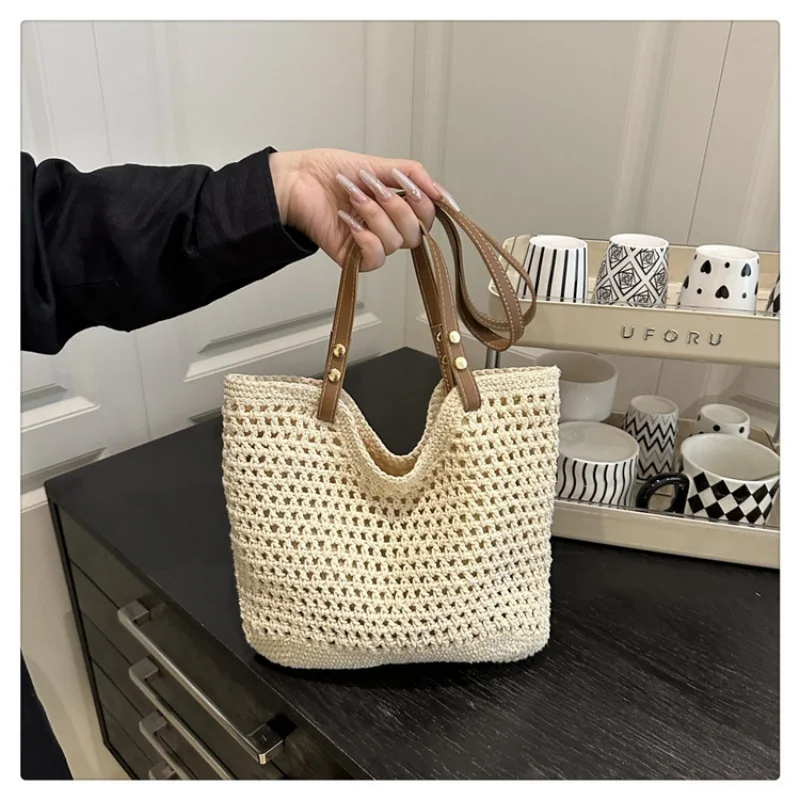 

Casual Large Capacity Shoulder Bags Luxury Women 2025 Fashion Summer Weave Tote Holiday Beach Handbags Trendy Work Shopping