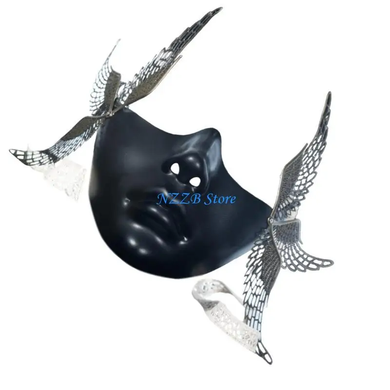 

T21F Masquerade Mask with Wing Halloween Half Face Mask Mechanical Mask Masquerades Accessory For Men Women Halloween Cosplay