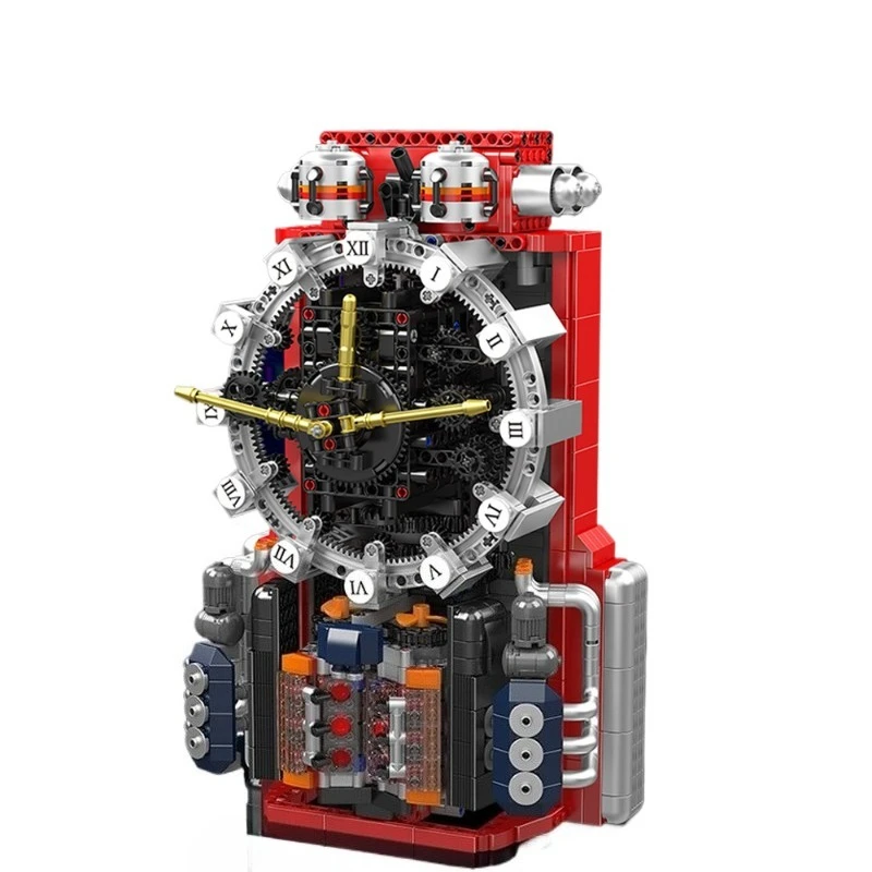 Modelo de relógio de motor para crianças, montagem artesanal, bloco de construção, brinquedo de modelagem, ornamento de mesa, kits de brinquedos para crianças