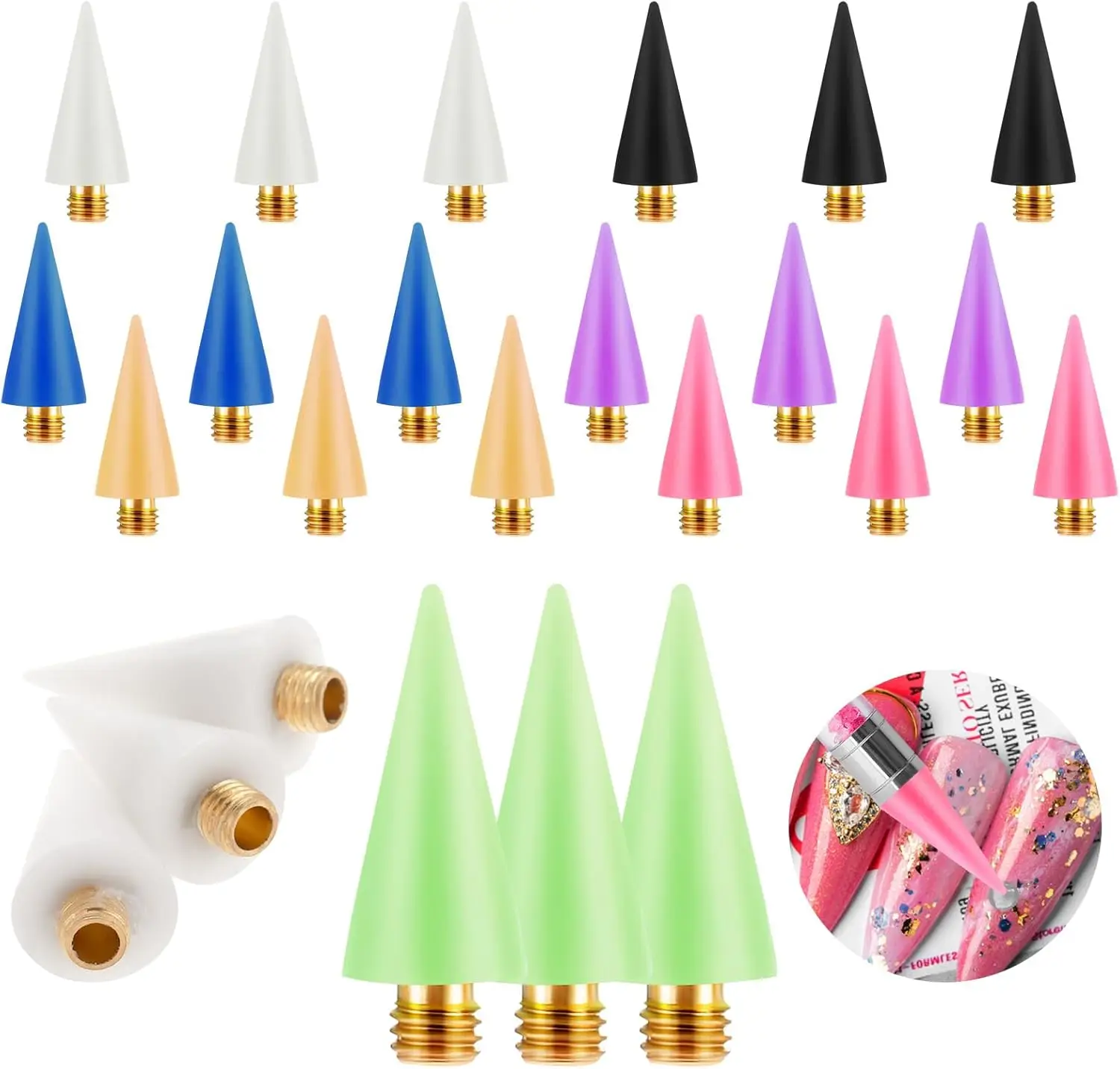 12/16/21Pcs Self-adhesive Wax Replacement Heads for Rhinestone Picker Dotting Pen Refill Tips for Nail Art Gems Manicure DIY
