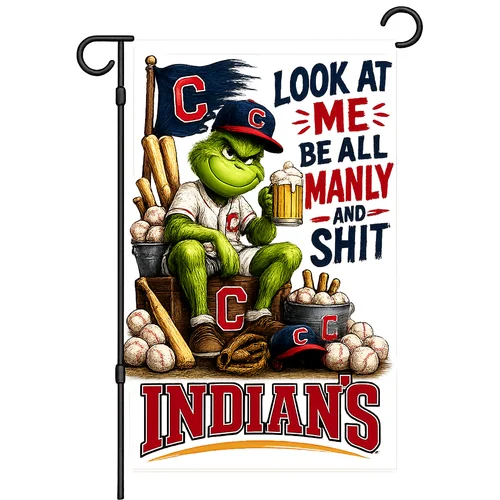 New 12x18 double sided custom garden flag Baseball Cleveland Grinch Indians TTN