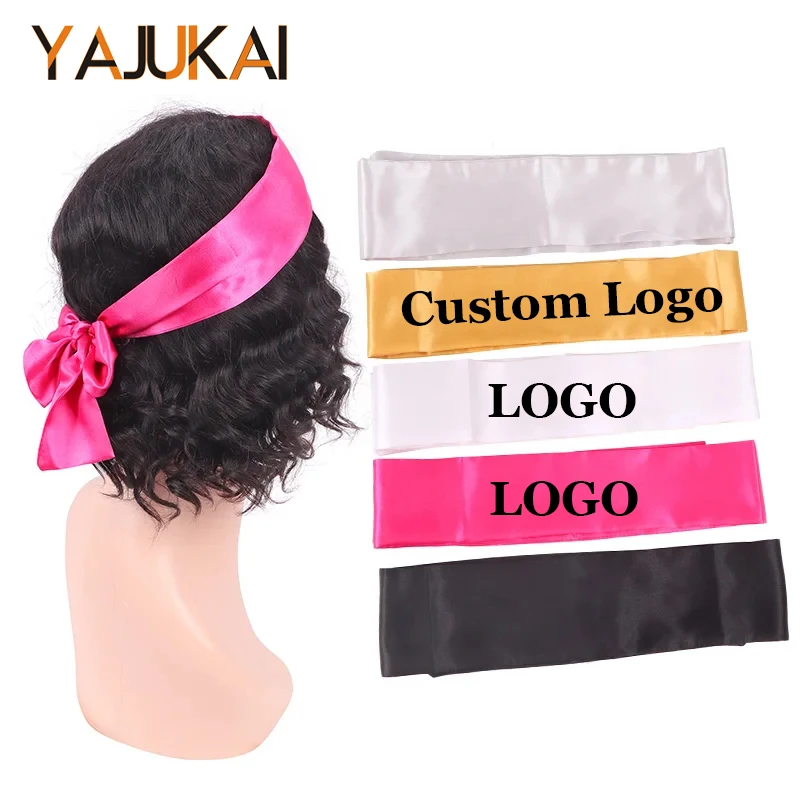 

Custom Logo Satin Edge Headband Silk Satin Edge Laying Scarf For Lace Frontal Wig Bands 10Pcs No Slip Hair Wrap Wig Accessories