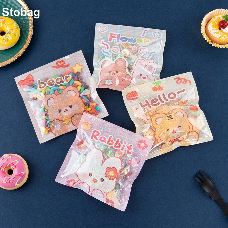 

StoBag 100pcs Cartoon Candy Packaging Ziplock Bags Kids Cute Small Plastic Sealed Food Cookies Snack Storage Pouches Pocket