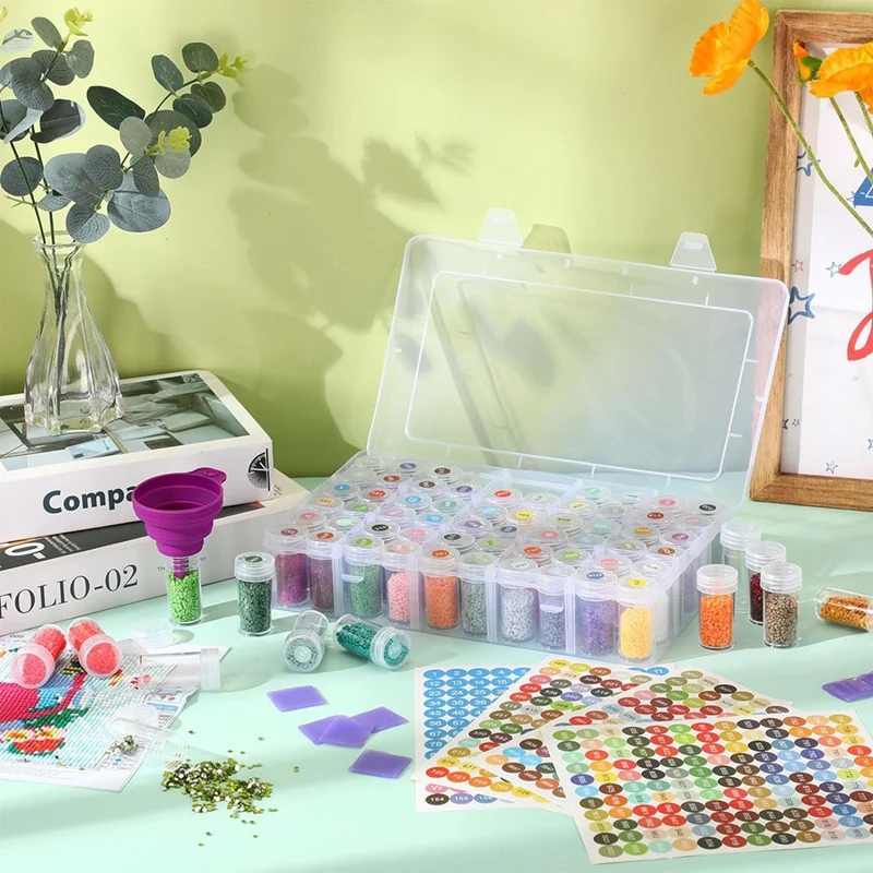 D Iamond-caja de almacenamiento para pintura, caja de almacenamiento con cuentas de 60 cuadrículas, accesorios de Arte de diamantes, con etiquetas