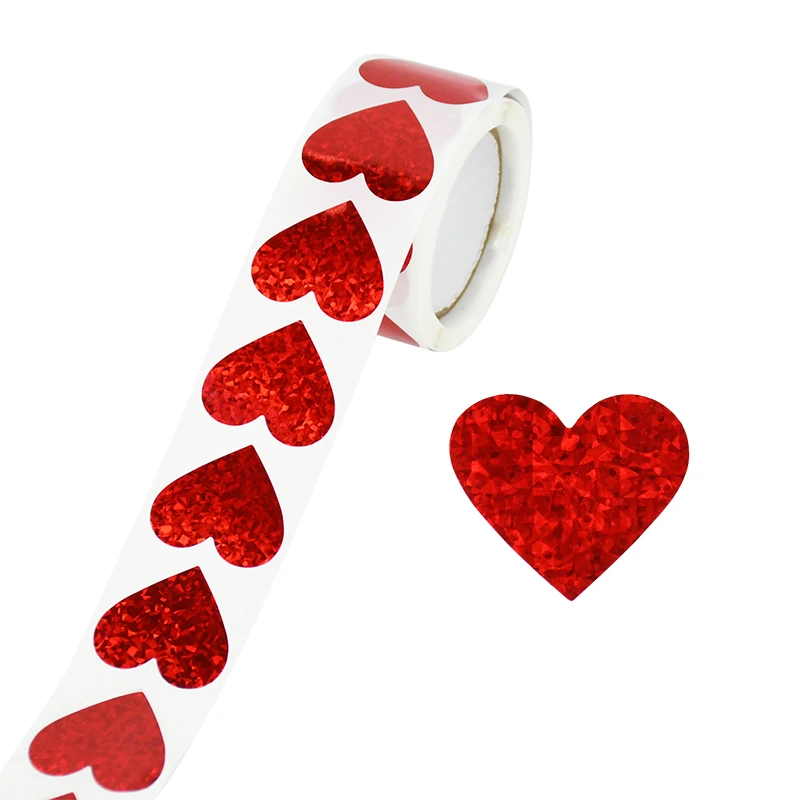 500Pcs Glitter Love Heart Shaped Sticker Seal Labels Stationery Stickers Scrapbooking For Valentine\'s Day Wedding Gift Packaging