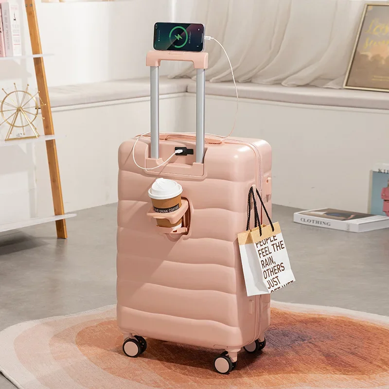 New Candy Color Suitcase Multifunctional Trolley Box 24-inch Small Fresh Travel Suitcase Ladies Light Luggage Universal Wheel