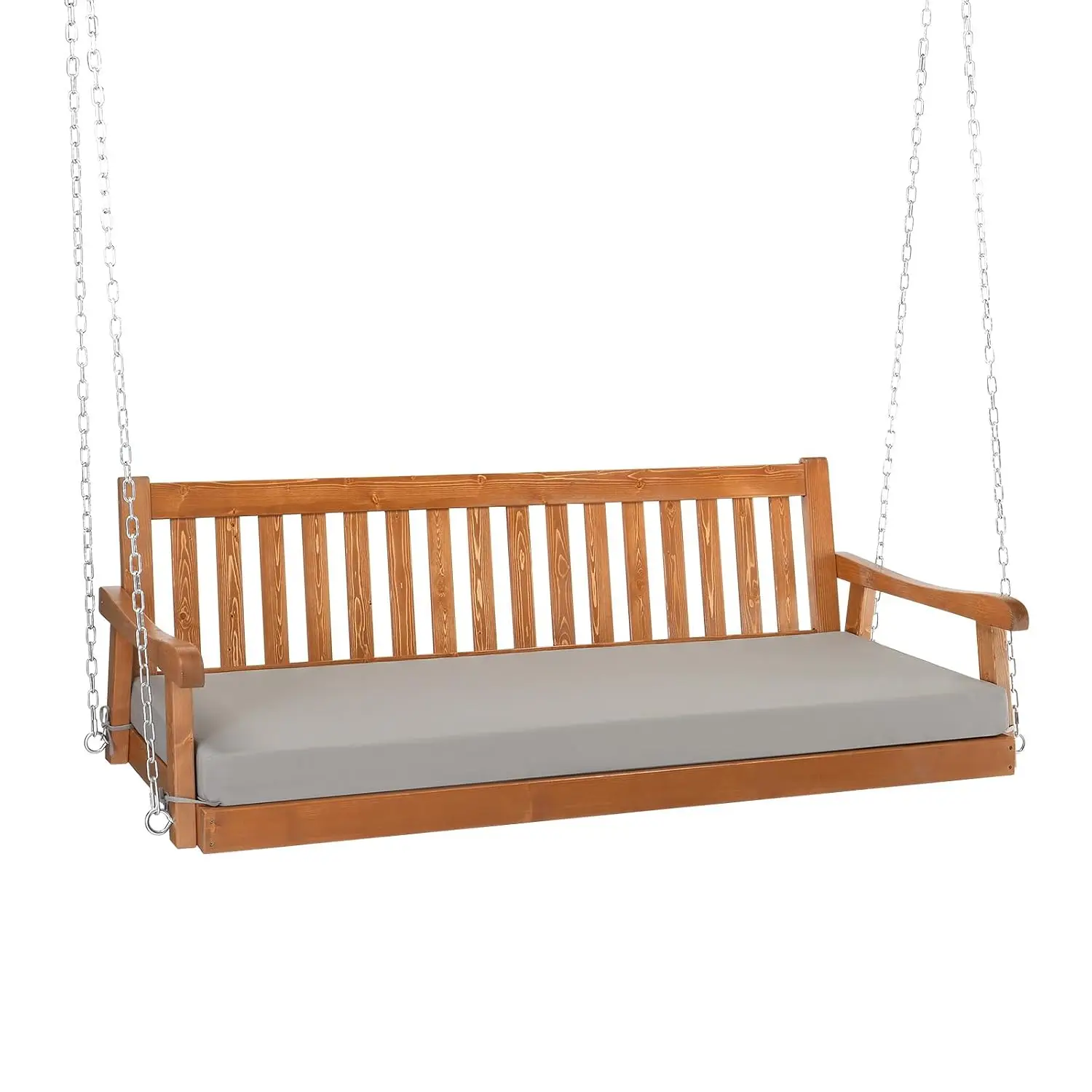 6 FT Pine Wood Porch Swing Bed, 880 LBS Capacity, Brown, Customized