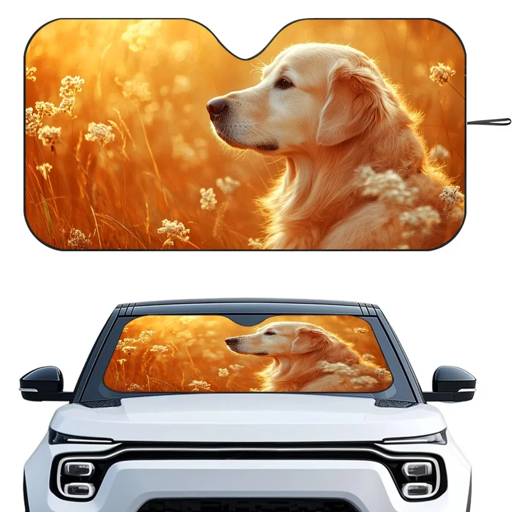 

Golden Retriever Car SunShade Heat-insulating Aluminum Film Windshield Sunshades UV Rays Blocks Car Sun Visor Protector
